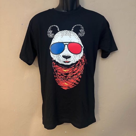 Bear with Plastic Sunglasses T Shirt Medium Gently worn 100% cotton with plastic - Picture 1 of 2